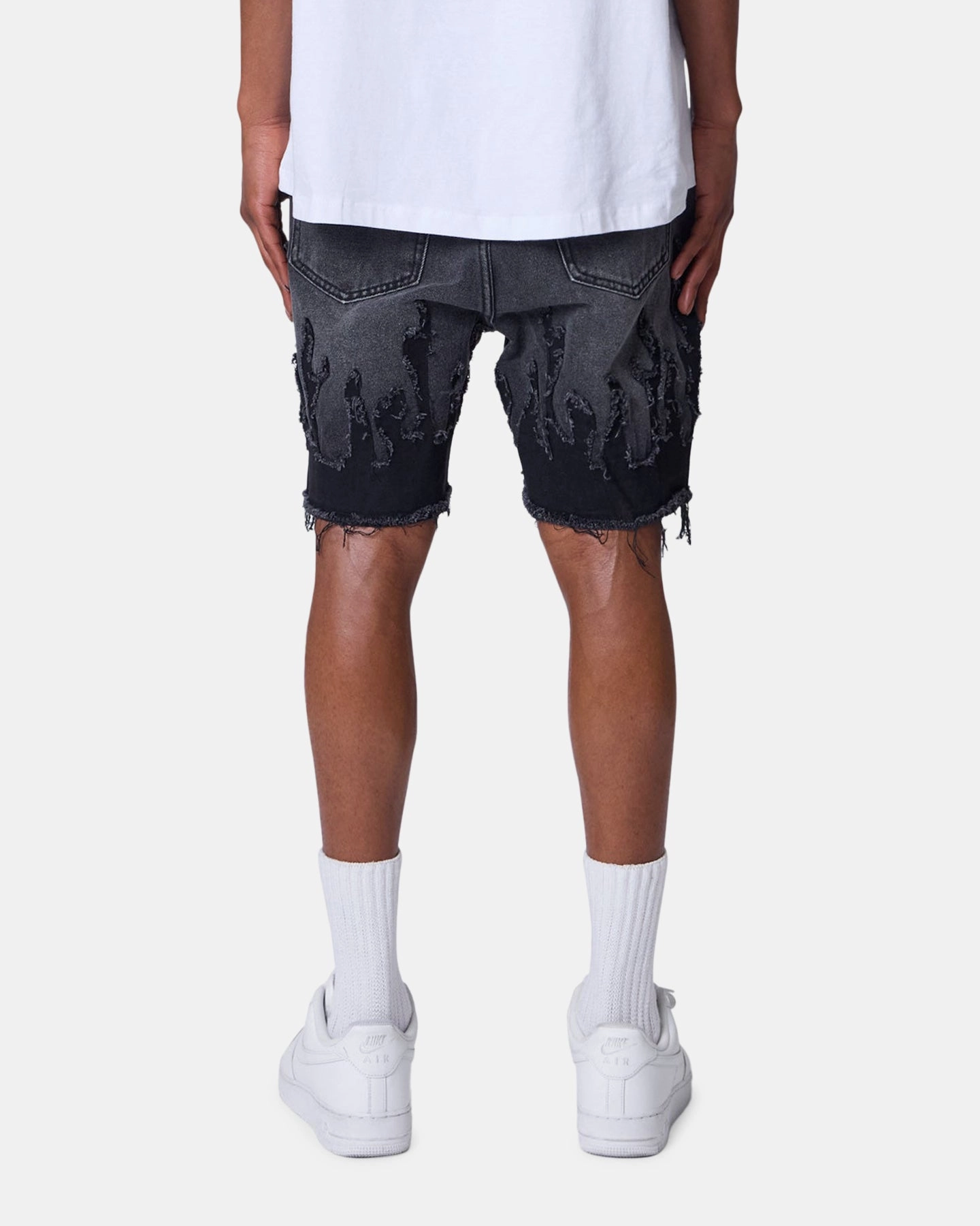 Odor Lock Technology adult clothing MNML Flame Denim Shorts Washed Black