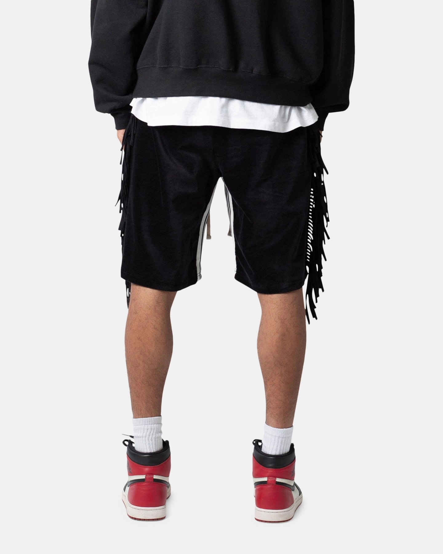 Sporty Vibes MNML Fringe Velour Sweat Shorts Black