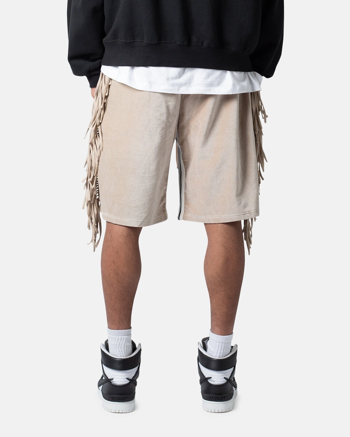 Outdoor Style Light Wear MNML Fringe Velour Sweat Shorts Dust