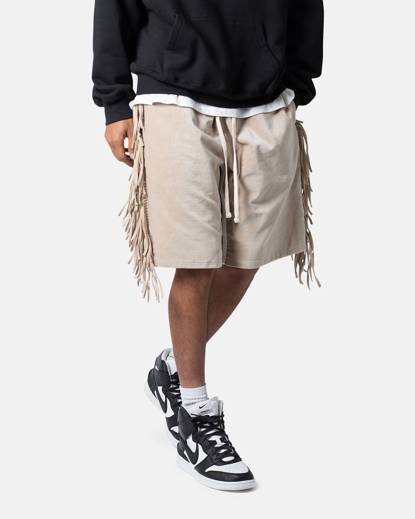 Ripstop Material Active Ready MNML Fringe Velour Sweat Shorts Dust