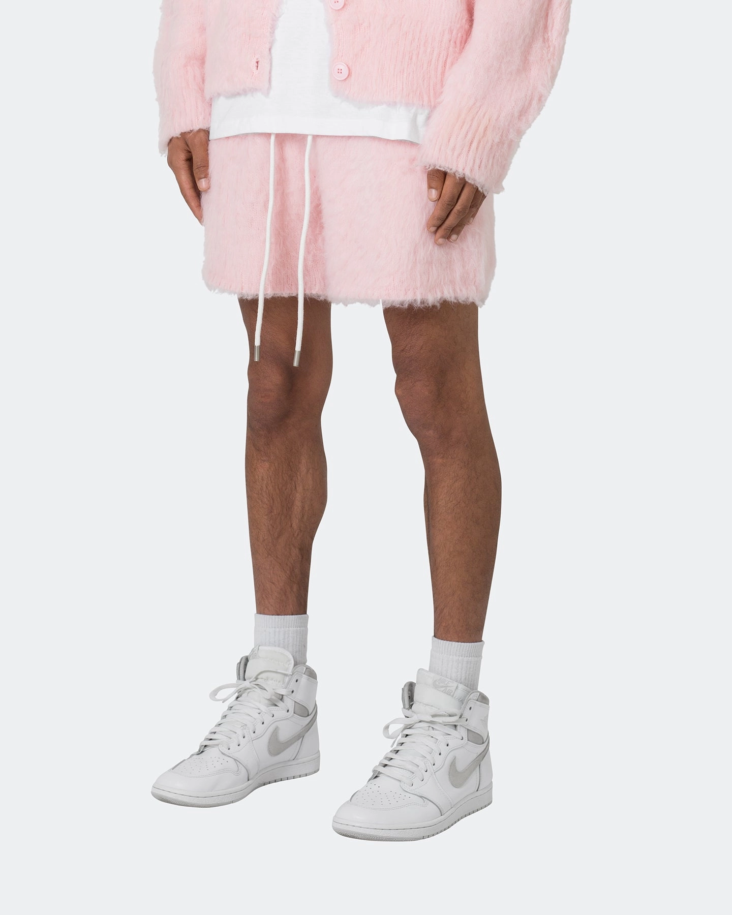Home Style Youth fashion MNML Fuzzy Sweat Shorts Pink