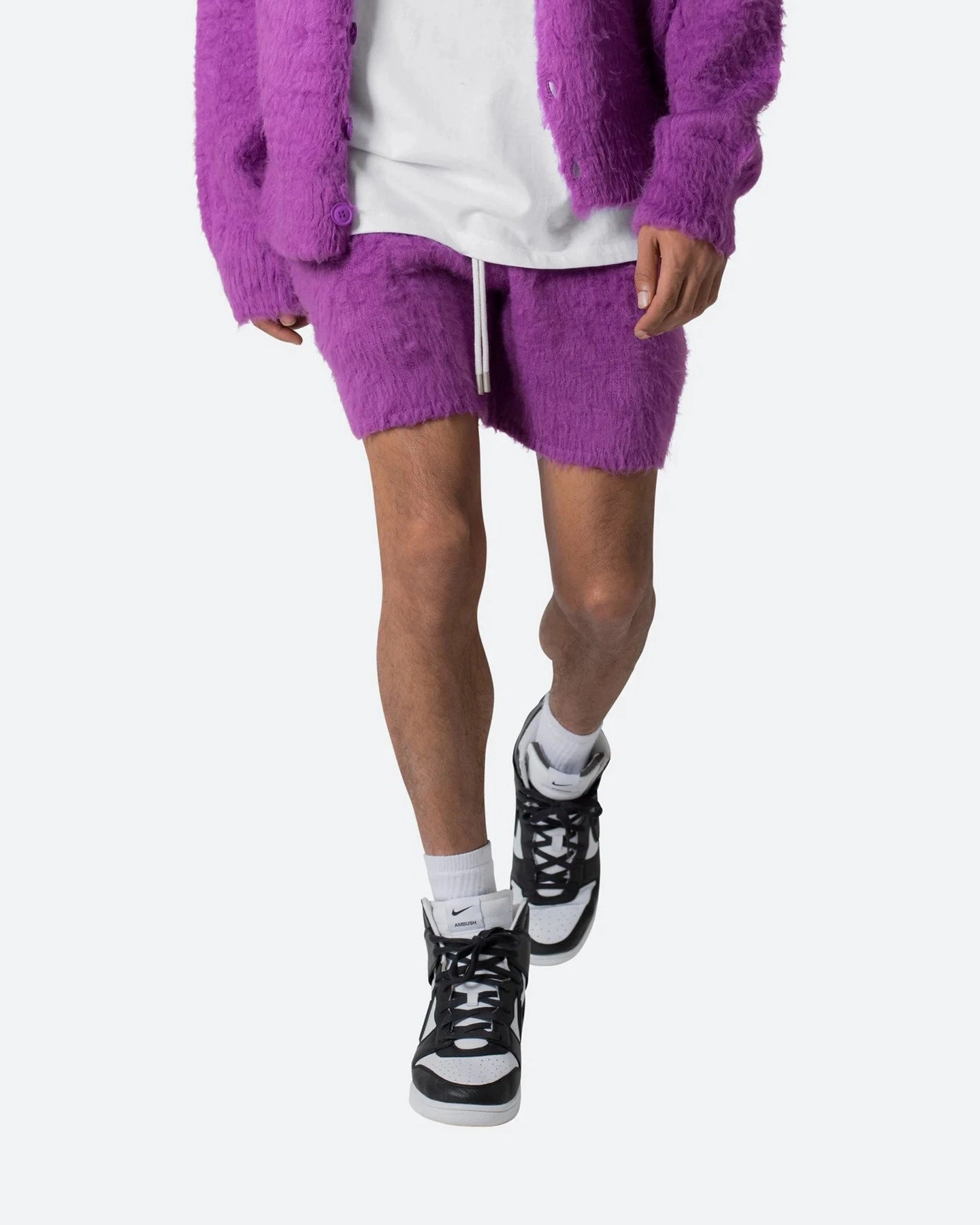 winter shorts MNML Fuzzy Sweat Shorts Purple