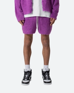 MNML Fuzzy Sweat Shorts Purple Ultra Soft Touch Polyester fabric