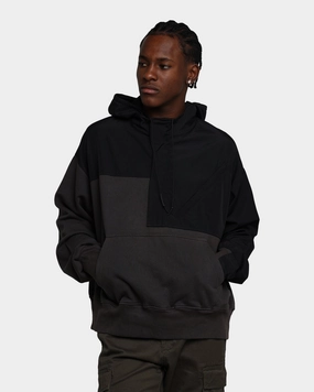 MNML Hooded Parka Qtr Zip Jacket Black Warm Insulation Anti-static