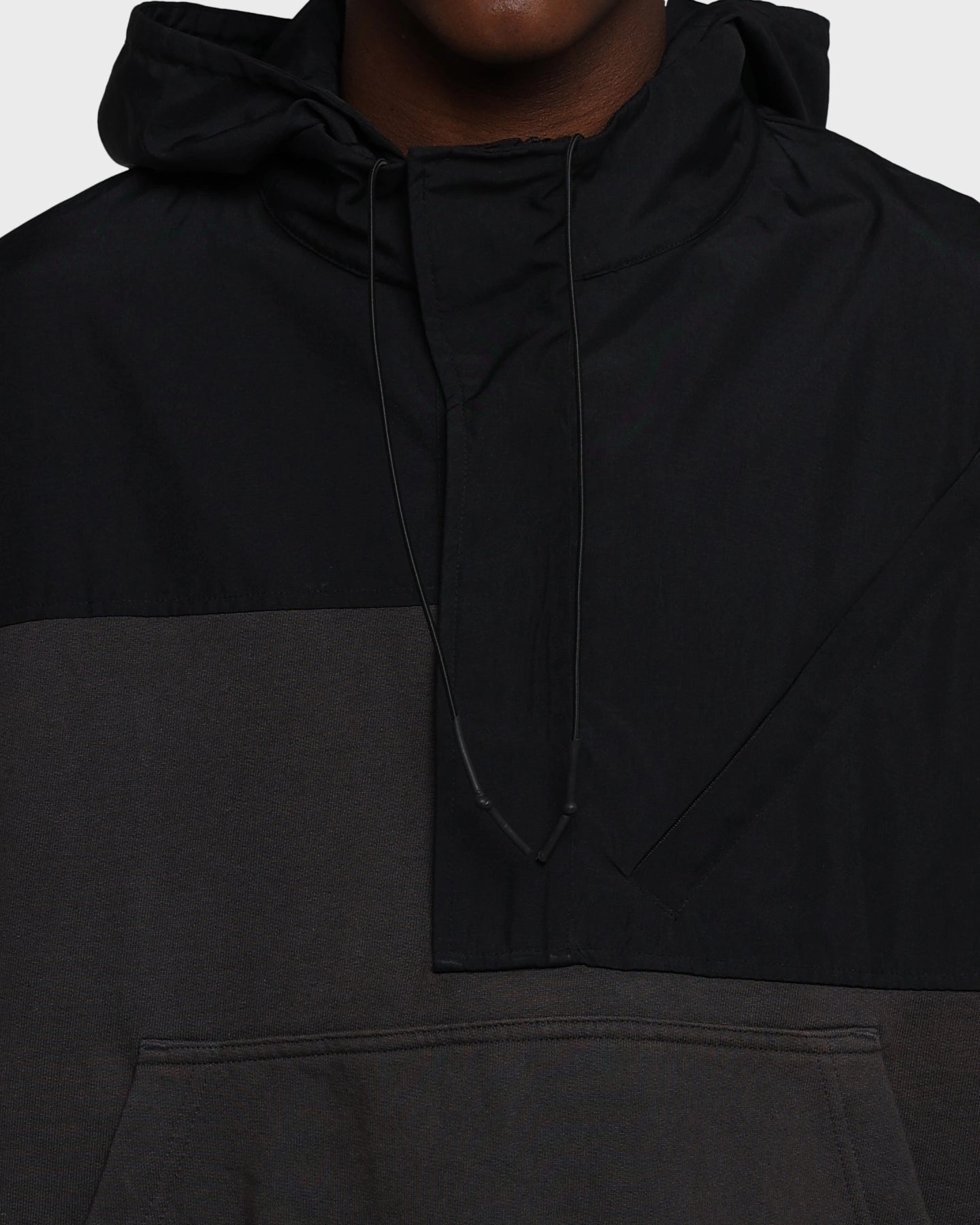 Round-neck Altruism MNML Hooded Parka Qtr Zip Jacket Black