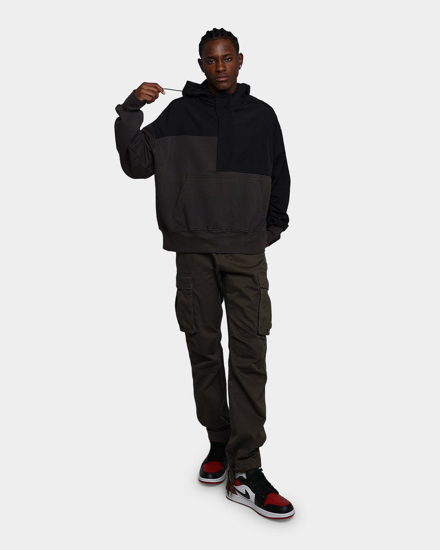 MNML Hooded Parka Qtr Zip Jacket Black Versatile Protection