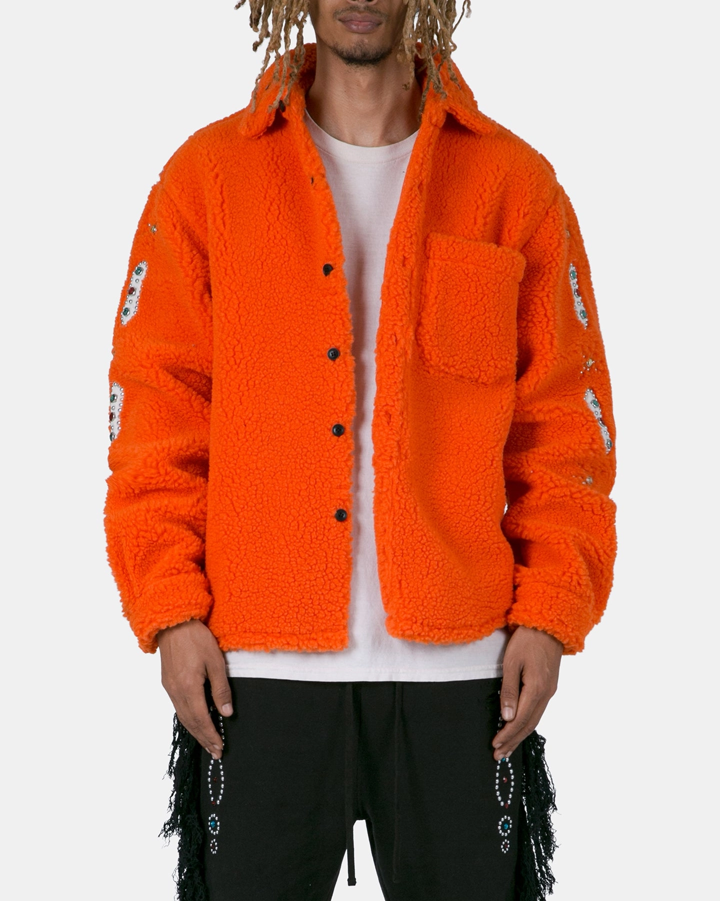 MNML Jewel Sherpa Jacket Orange Powder Casual Style
