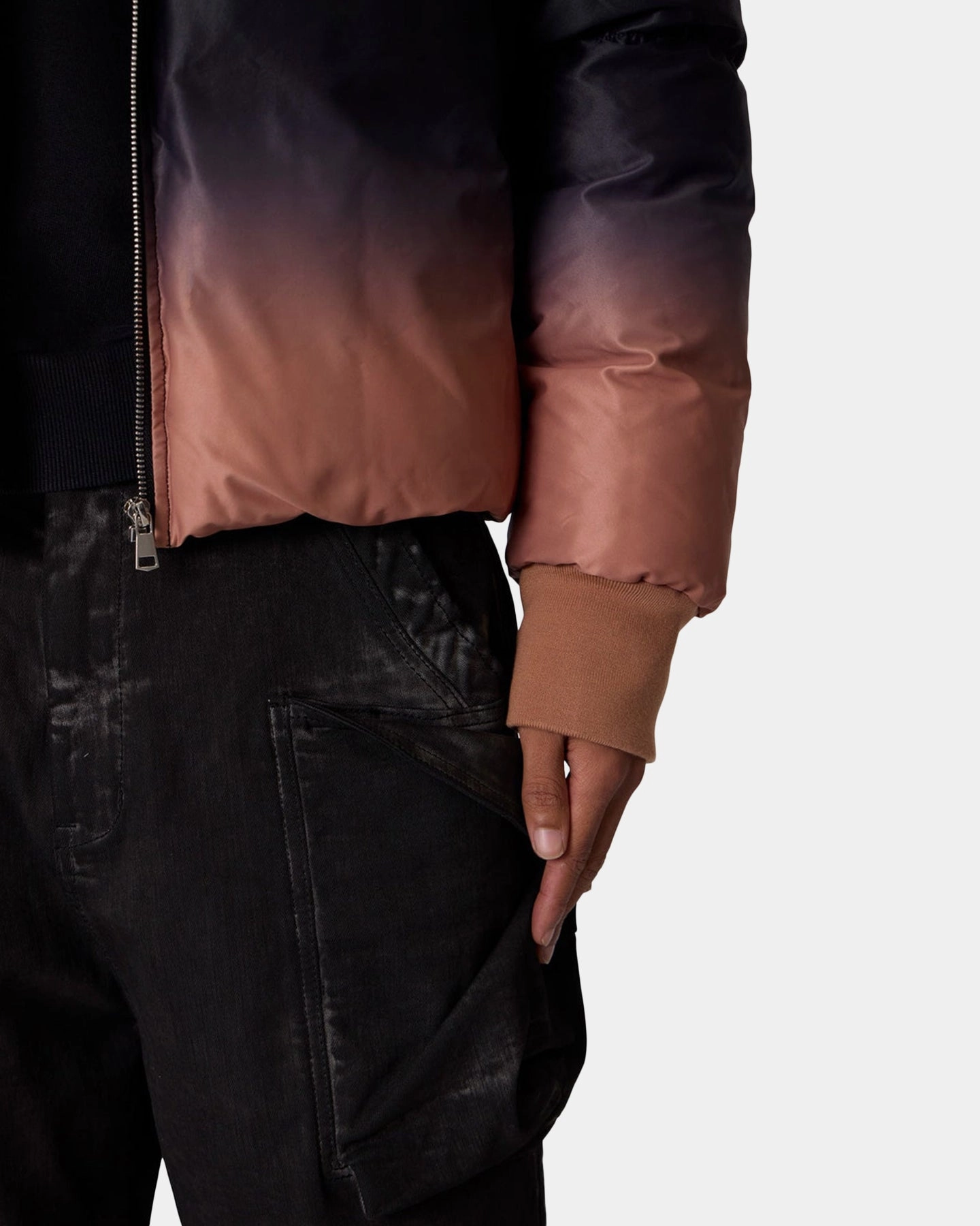 Full length rainy MNML Jupiter Ombre Puffer Jacket Blue/Pink