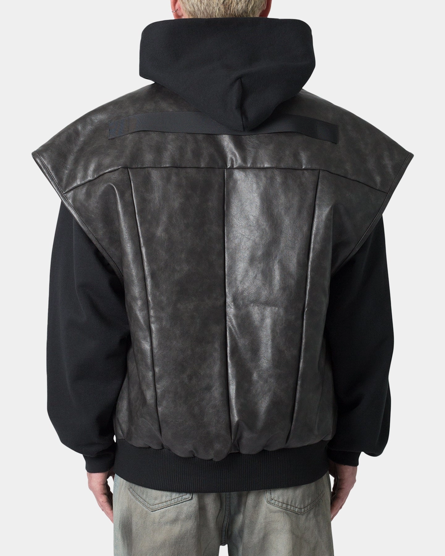 Sport Fit autumn clothing MNML Leather Bomber Vest Black