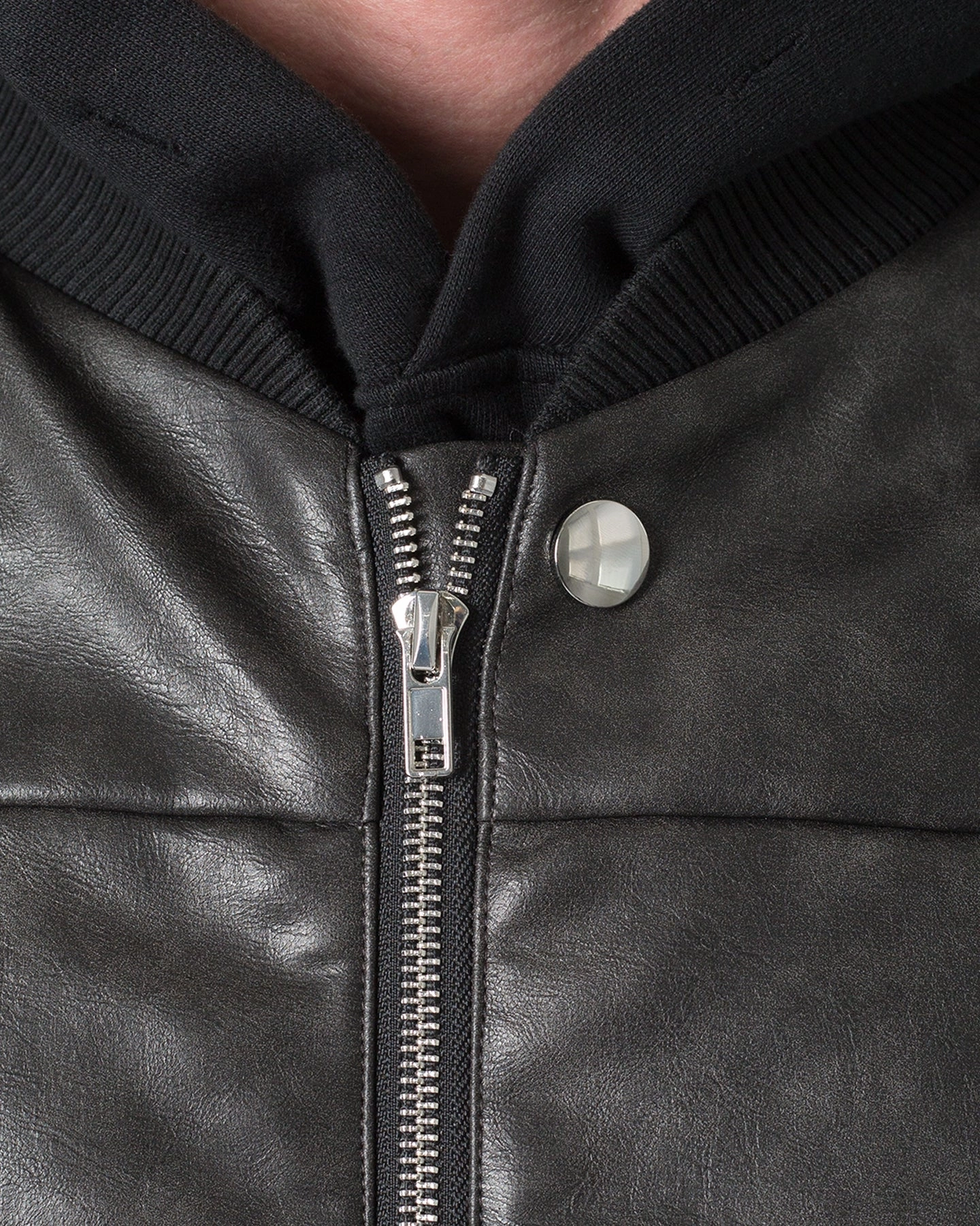 Classic Style MNML Leather Bomber Vest Black
