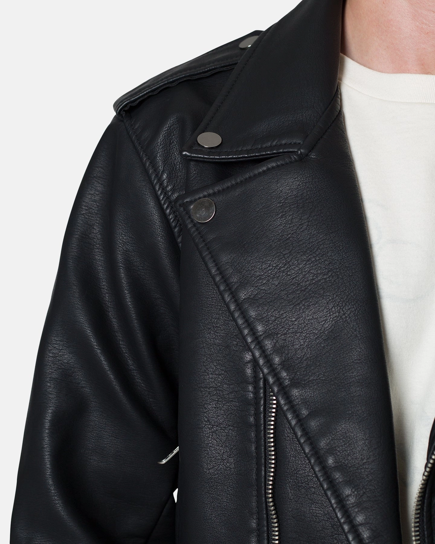 Frost Shield All Day Fit MNML Leather Moto Jacket Black
