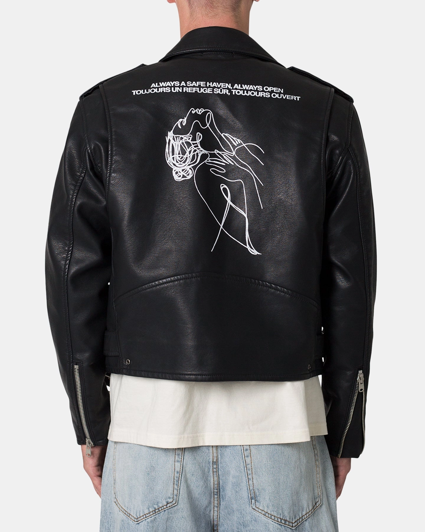 MNML Leather Moto Jacket Black online purchase Innovate