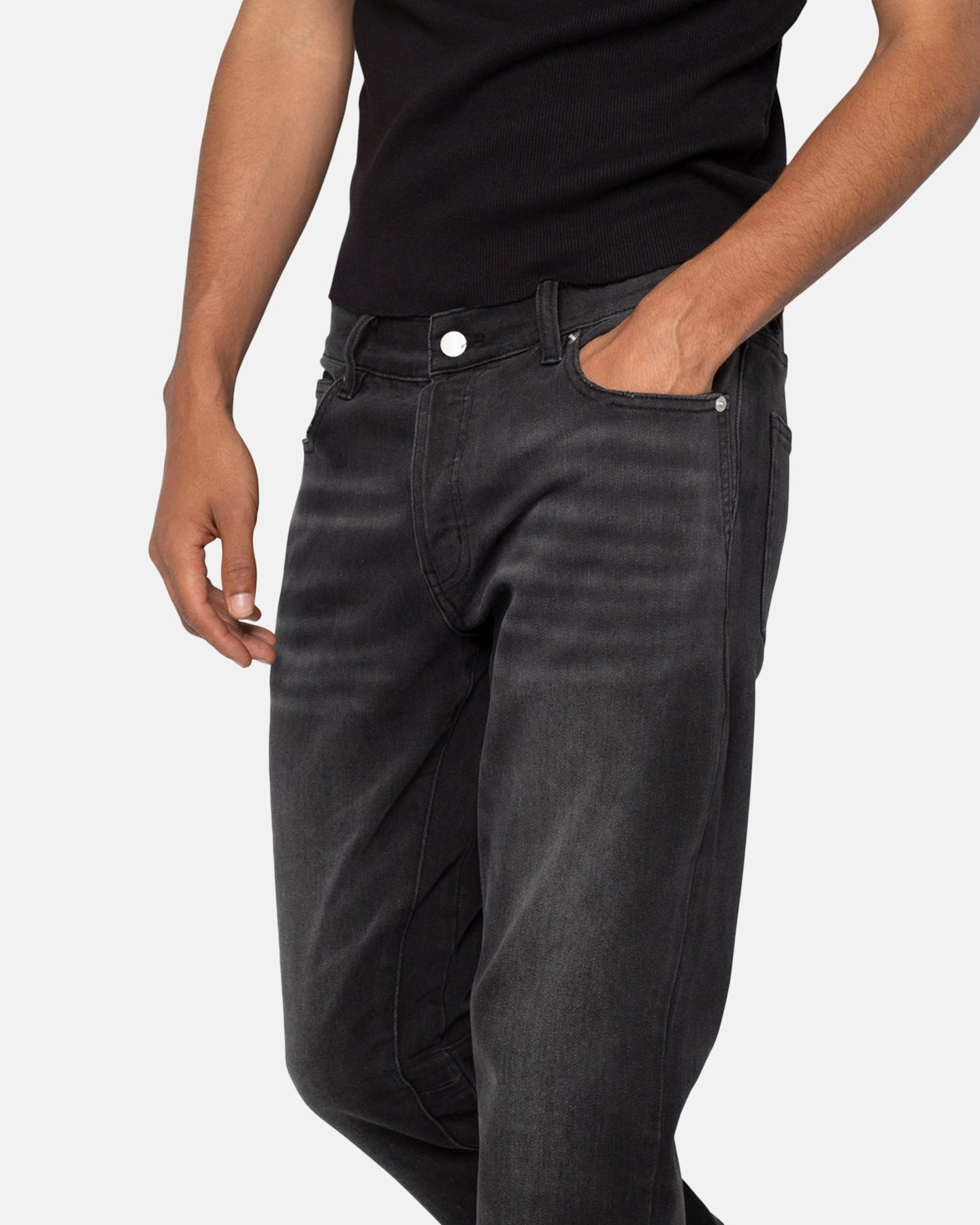 MNML M524 Slim Stacked Denim Jeans Washed Black Sunny Vibes Teen Outfit Summer Vibes Office Wear Modern
