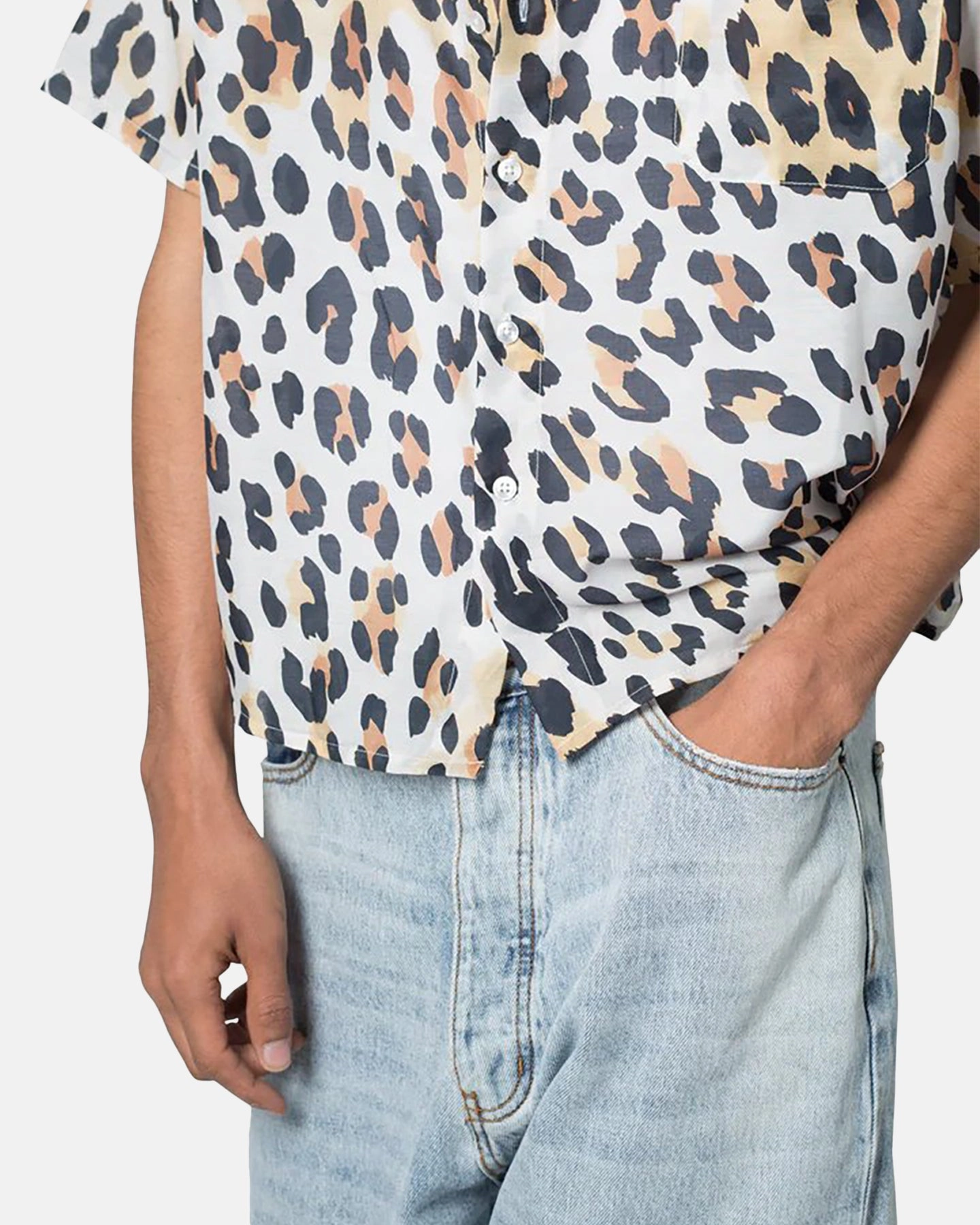 Wrinkle-Resistant Water Repellent Finish MNML Painted Leopard Short Sleeve Shirt Multi