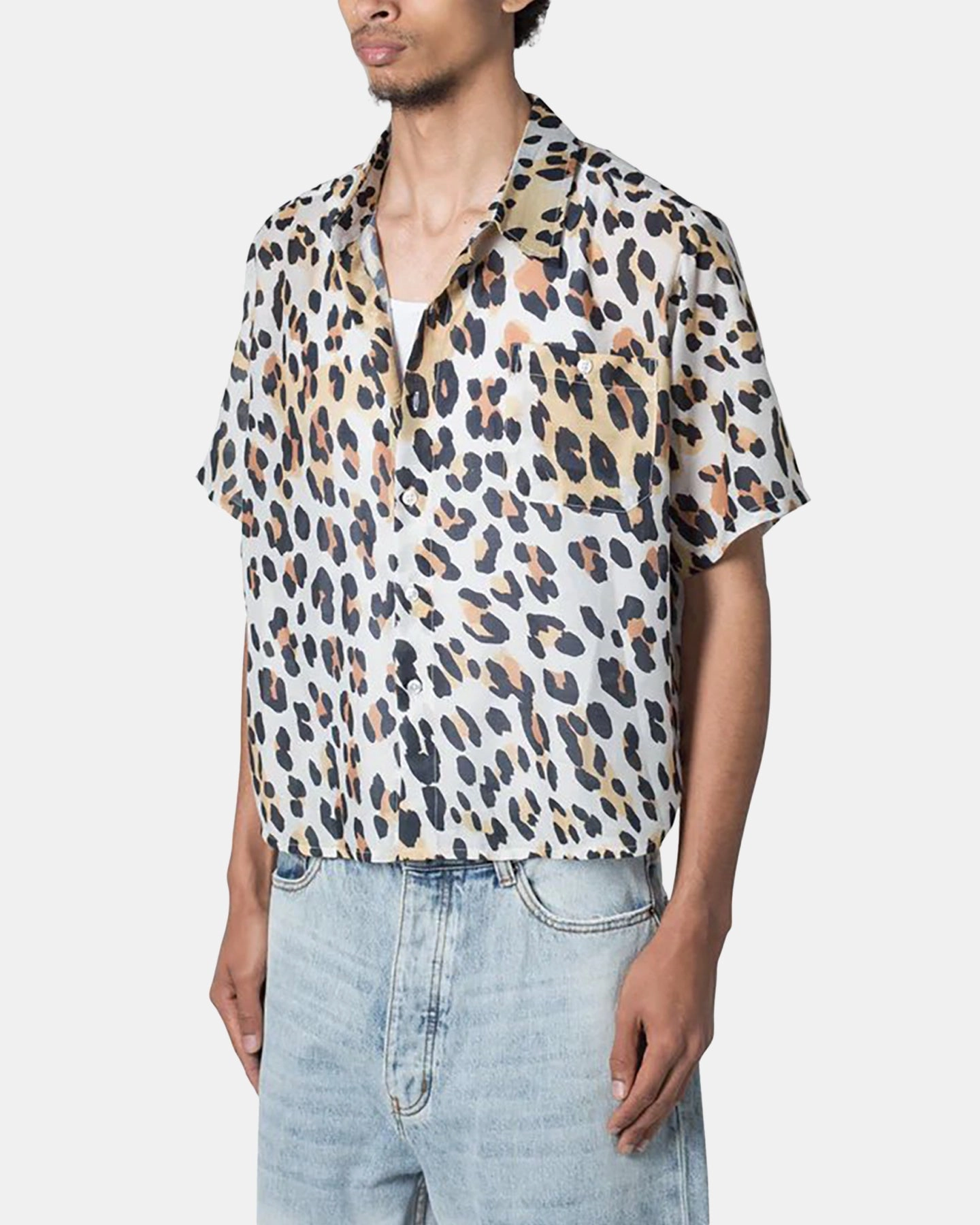 MNML Painted Leopard Short Sleeve Shirt Multi Soft Collar Design