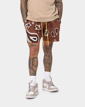 Lounge Wear MNML Paisley Knit Shorts Brown