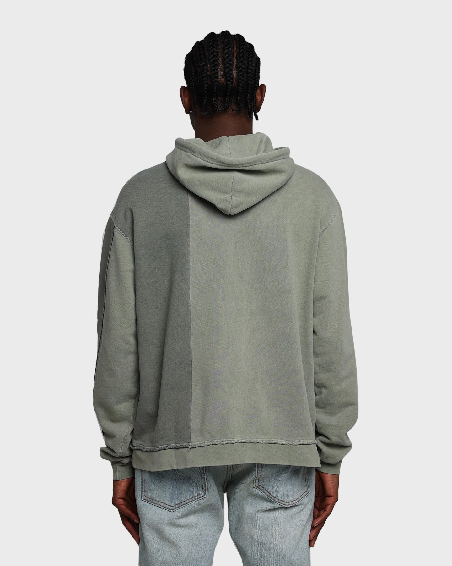 Contoured Fit gym - goers MNML Panelled Vintage Hoodie Olive