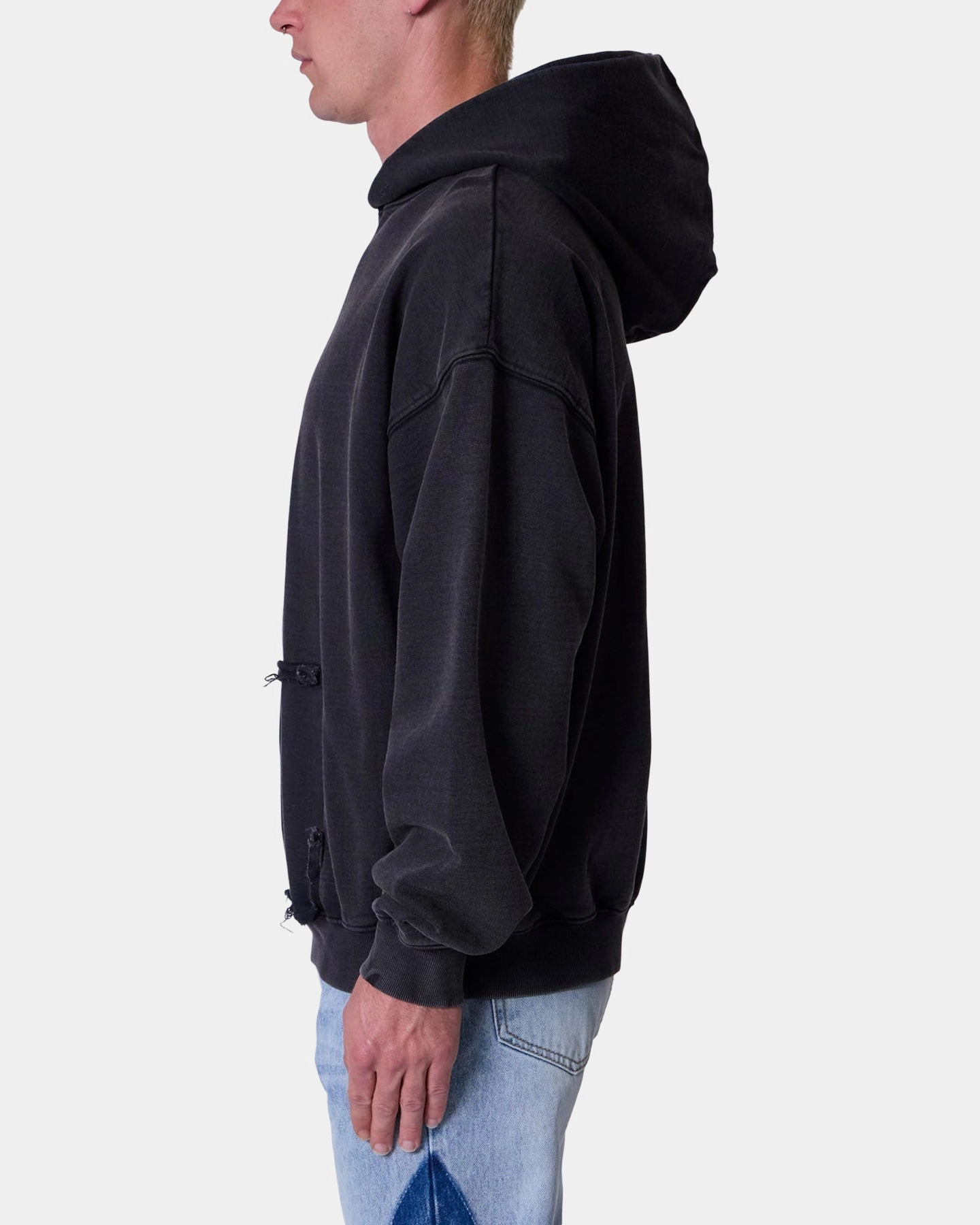 MNML Raw Stitch Hoodie Black Assist