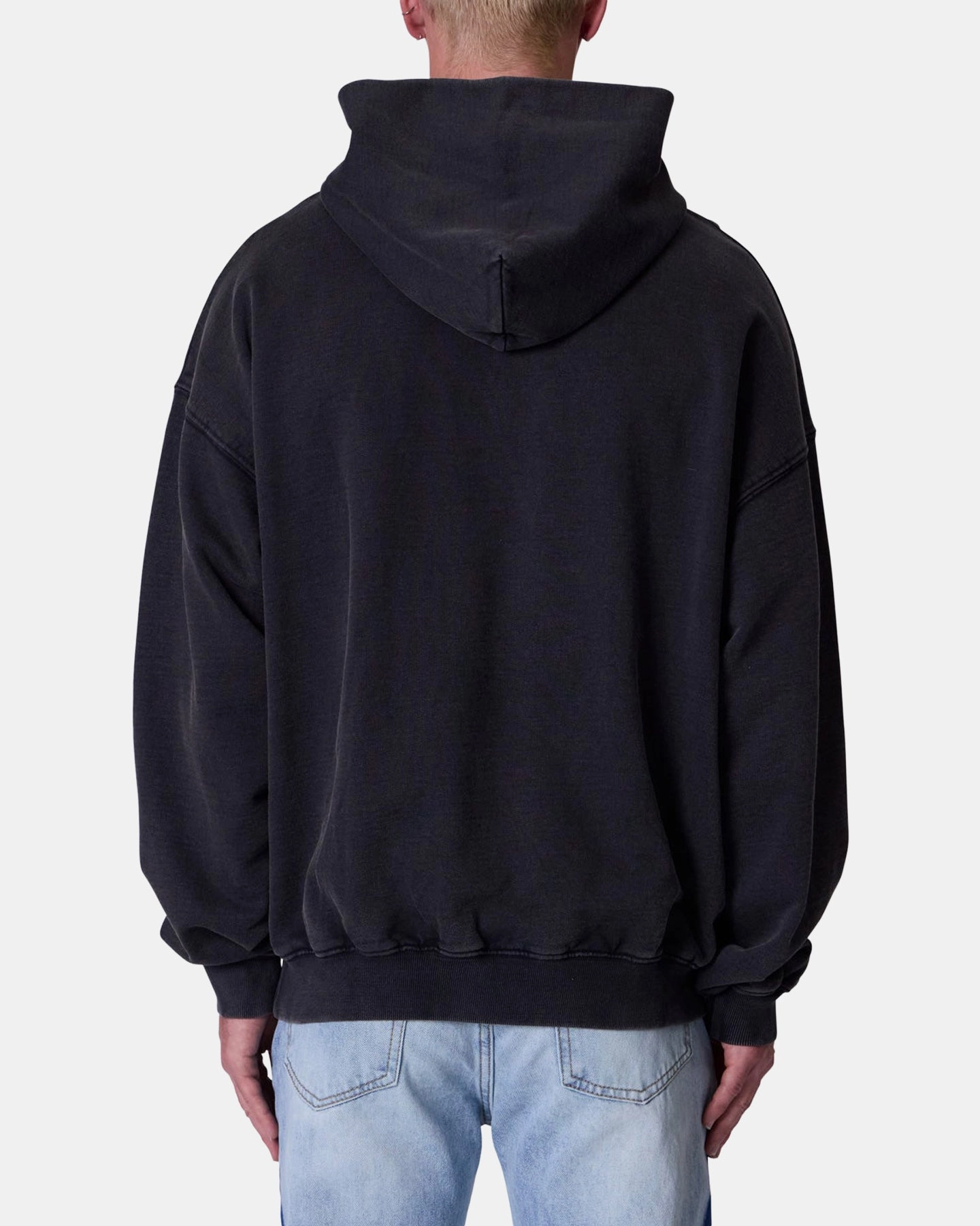 MNML Raw Stitch Hoodie Black Prize Button Closure
