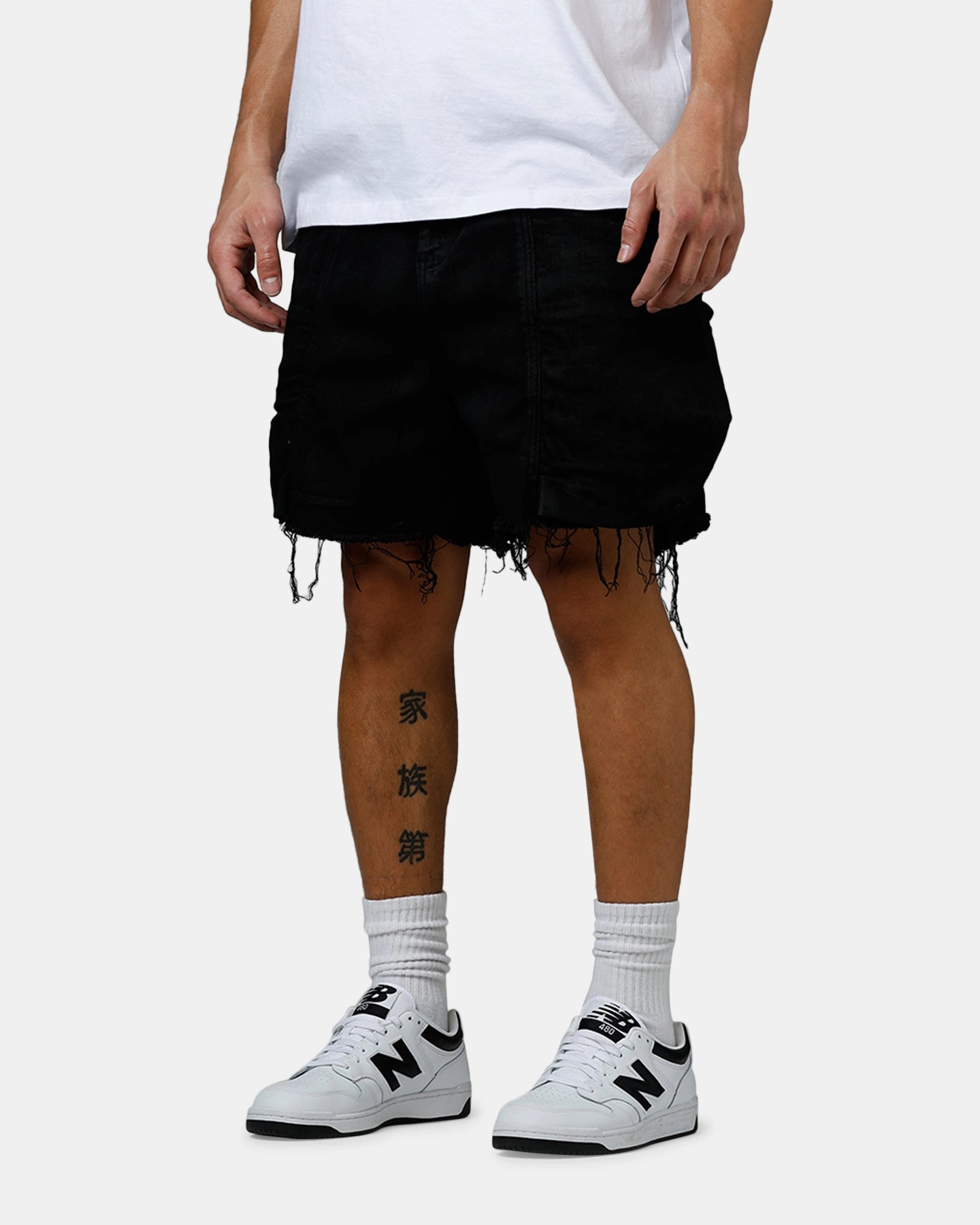 MNML Roughed Pocket Cargo Shorts Black Adjustable Waistband moisture - wicking