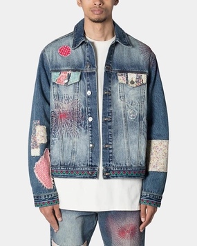 MNML Rugged Trucker Denim Jacket Blue Slim Fit Cut