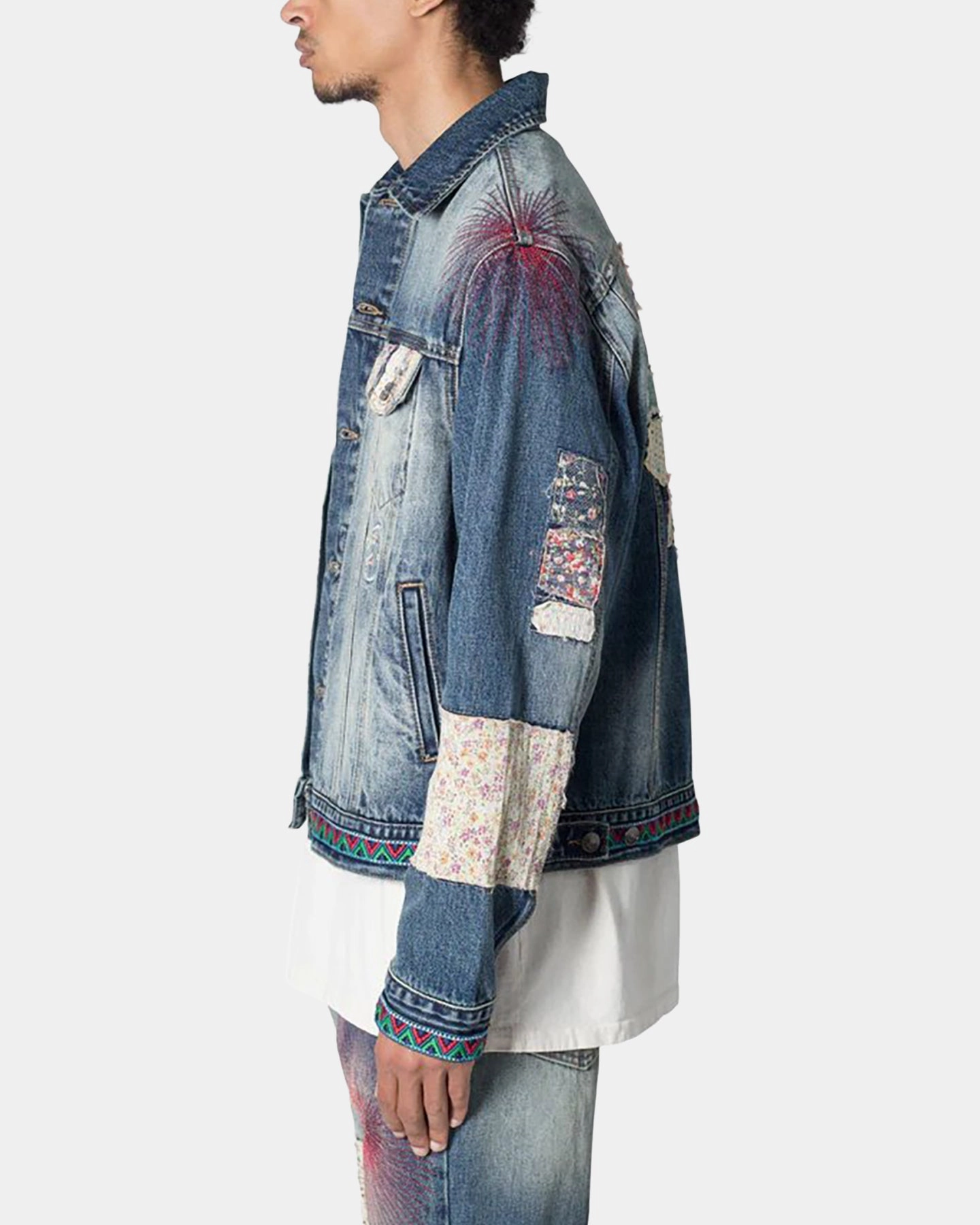 Layered Protection Reinforced Elbows MNML Rugged Trucker Denim Jacket Blue