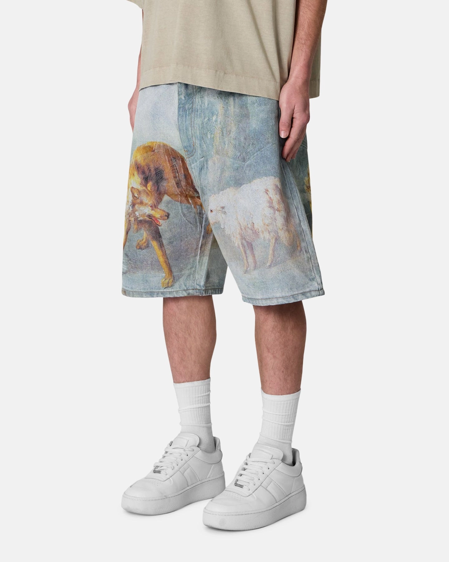 home renovation Athletic Cut MNML Sheep Hounded Denim Shorts Multi