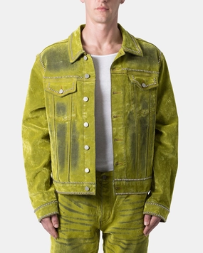 Rain Blocker MNML Studded Suede Denim Jacket Green