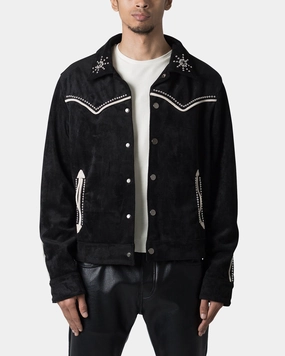 wedding guests Sports use MNML Suede Collared Jacket Black
