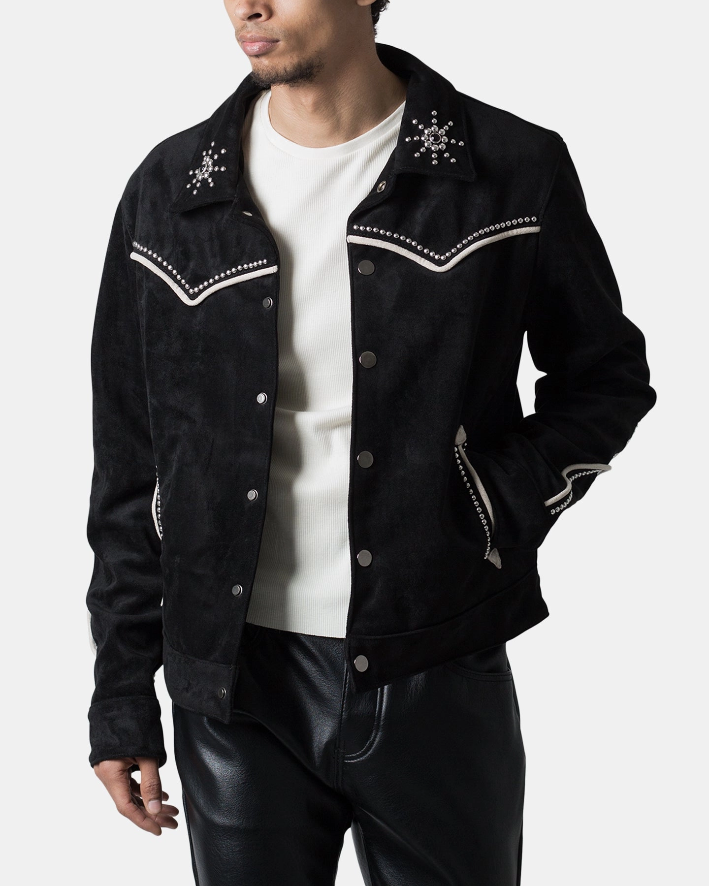 Stretchable MNML Suede Collared Jacket Black