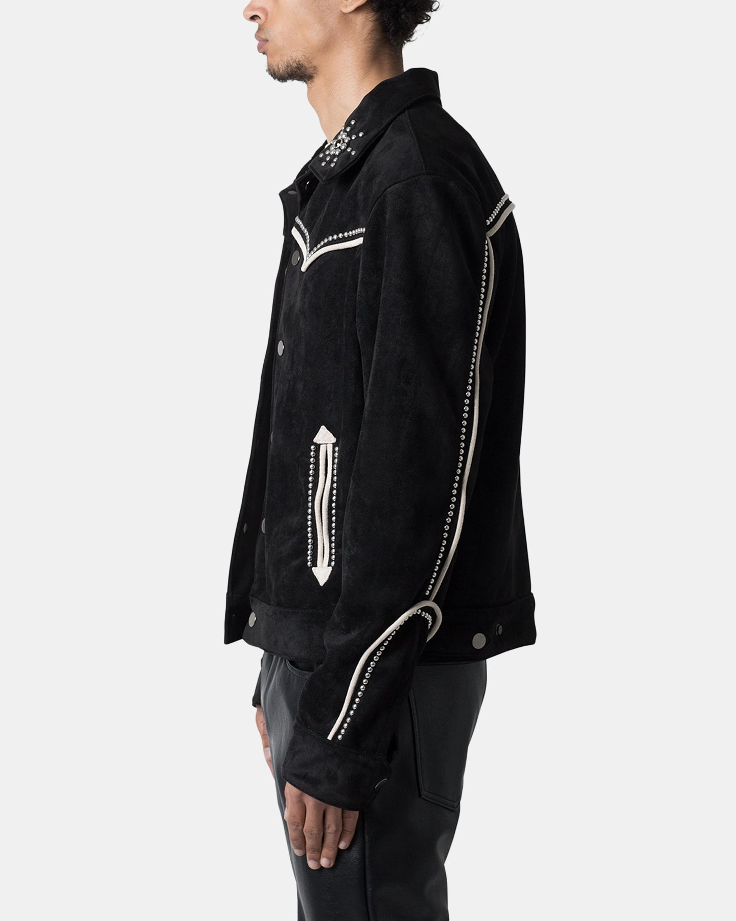 MNML Suede Collared Jacket Black Certificate snag resistant