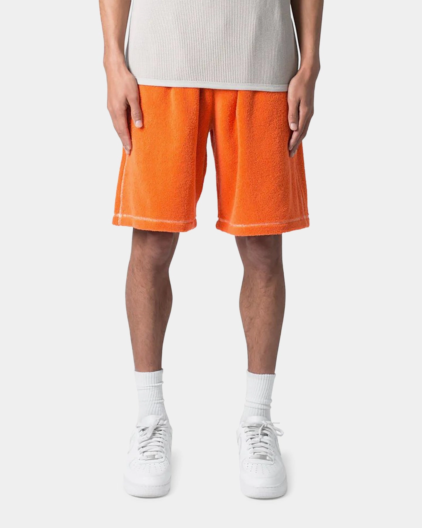 MNML Terry Cloth Shorts Orange On The Go Rubberized Waist Grip