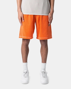 MNML Terry Cloth Shorts Orange On The Go Rubberized Waist Grip
