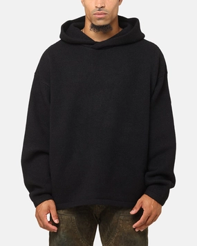 MNML Tonal Grain Knitted Hoodie Black beachgoer