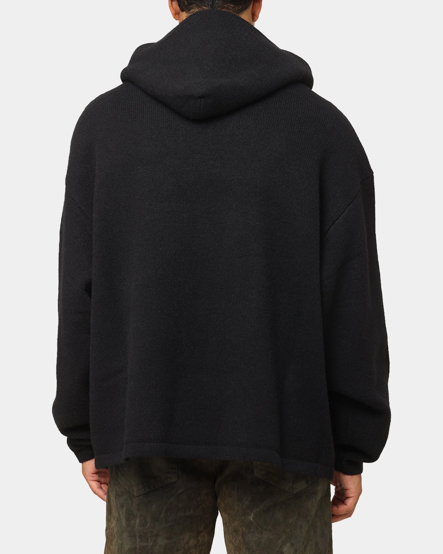 MNML Tonal Grain Knitted Hoodie Black HemLock Adjustment System Snag Free Zippers