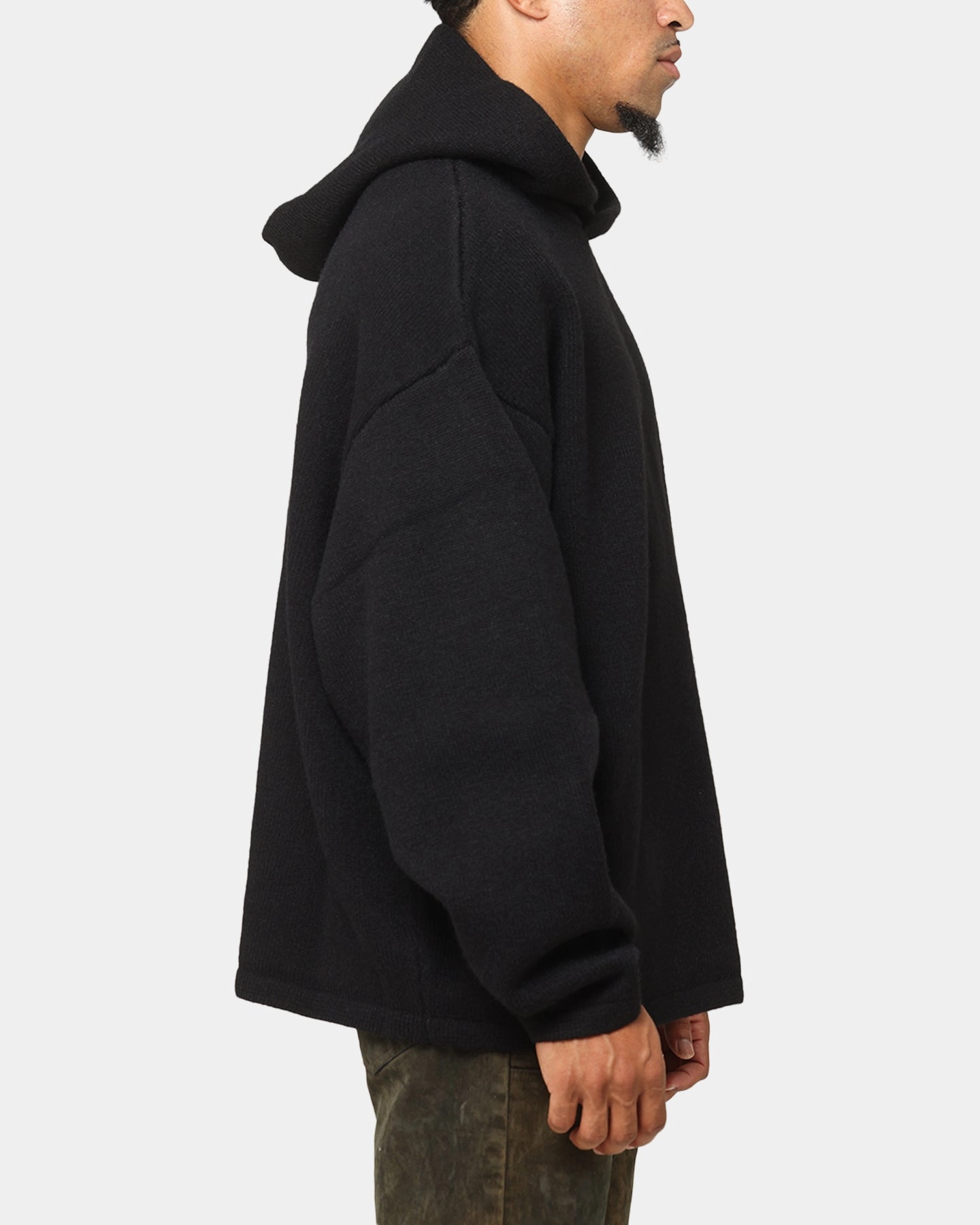 Opinion MNML Tonal Grain Knitted Hoodie Black