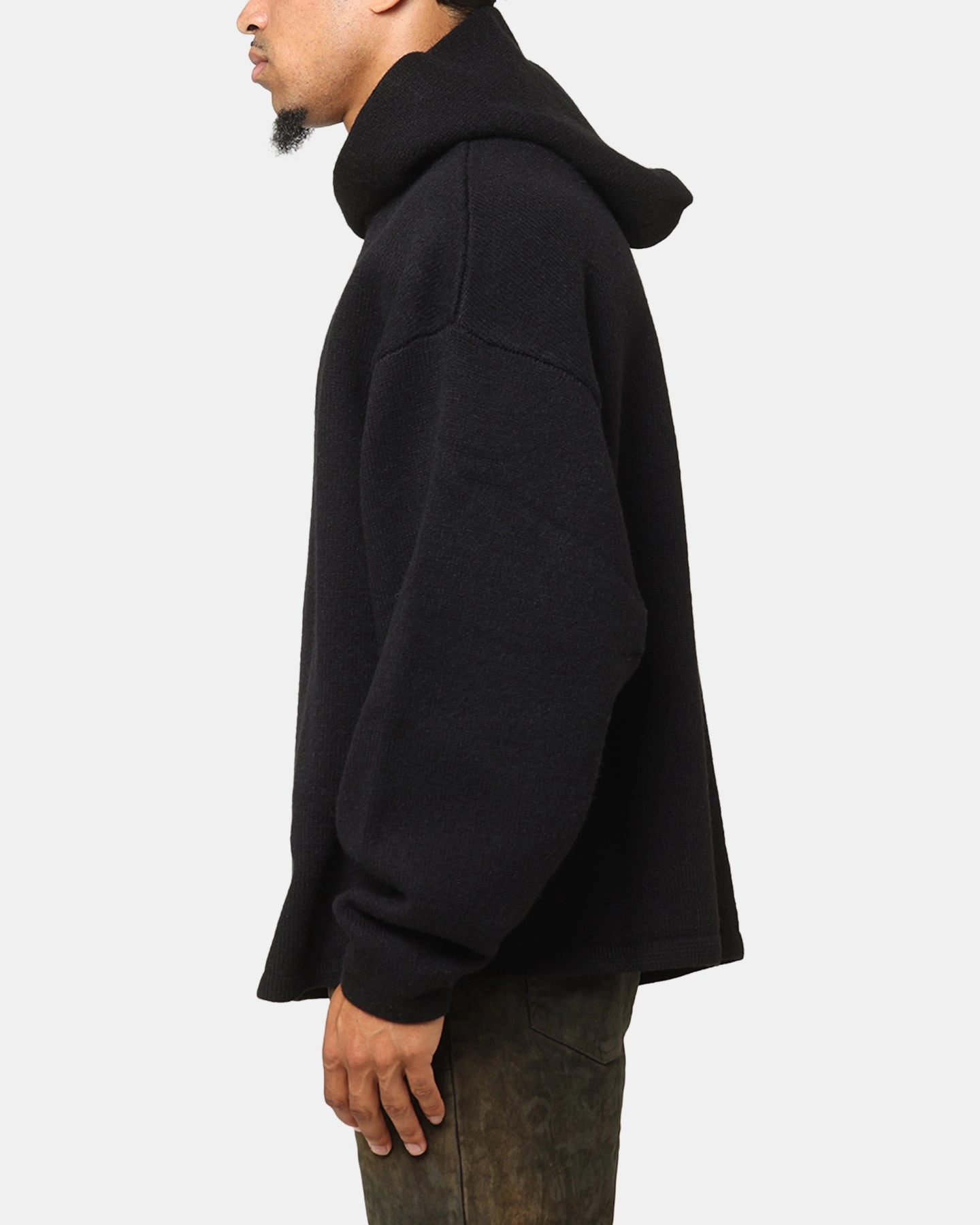 Dry clean only Culture MNML Tonal Grain Knitted Hoodie Black