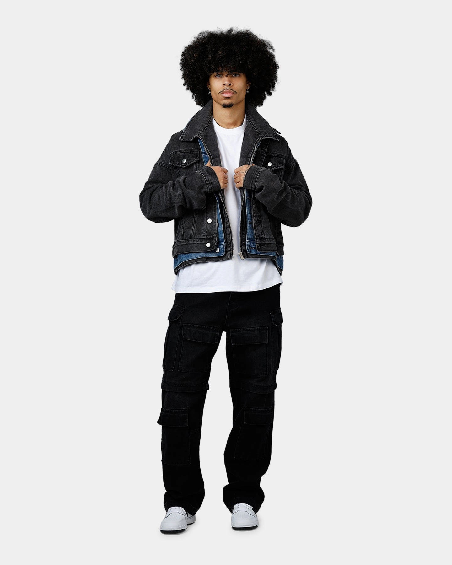 popular in America library MNML Triple Threat Trucker Jacket Black/Blue