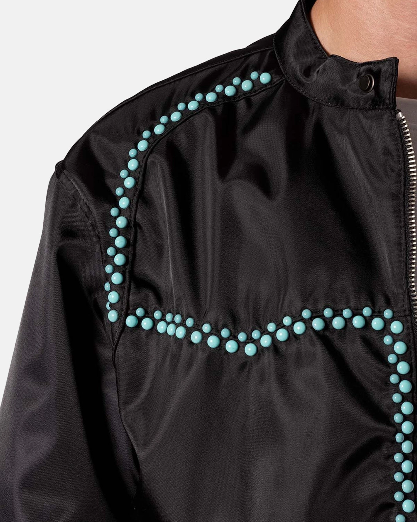 MNML Turquoise Studded Snap Jacket Black Propose