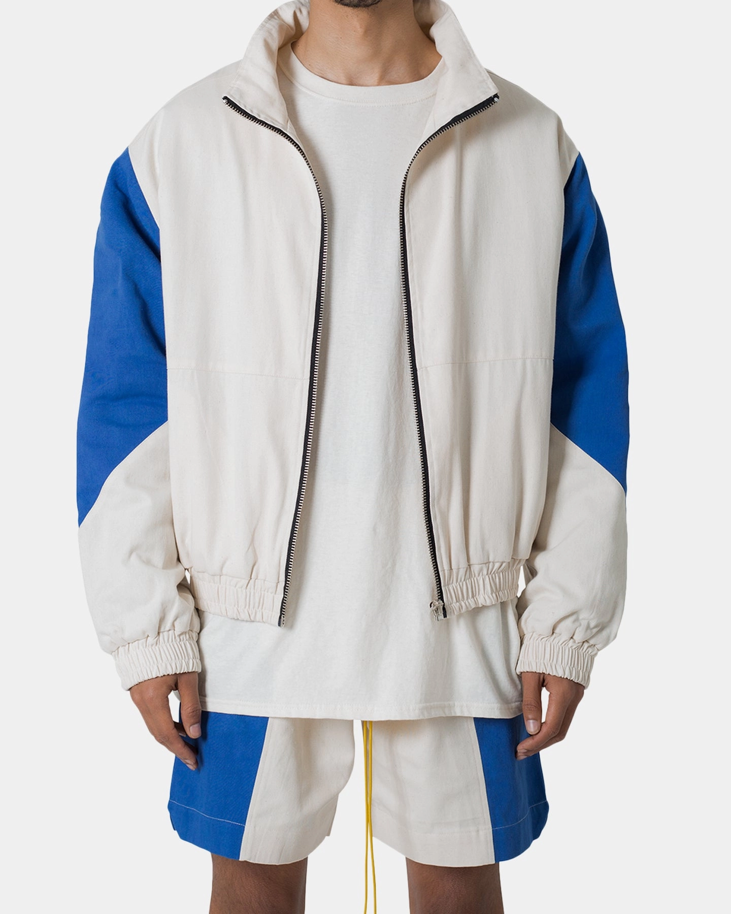 MNML Twill Racing Jacket Blue/White Softshell Material Flexible Layer