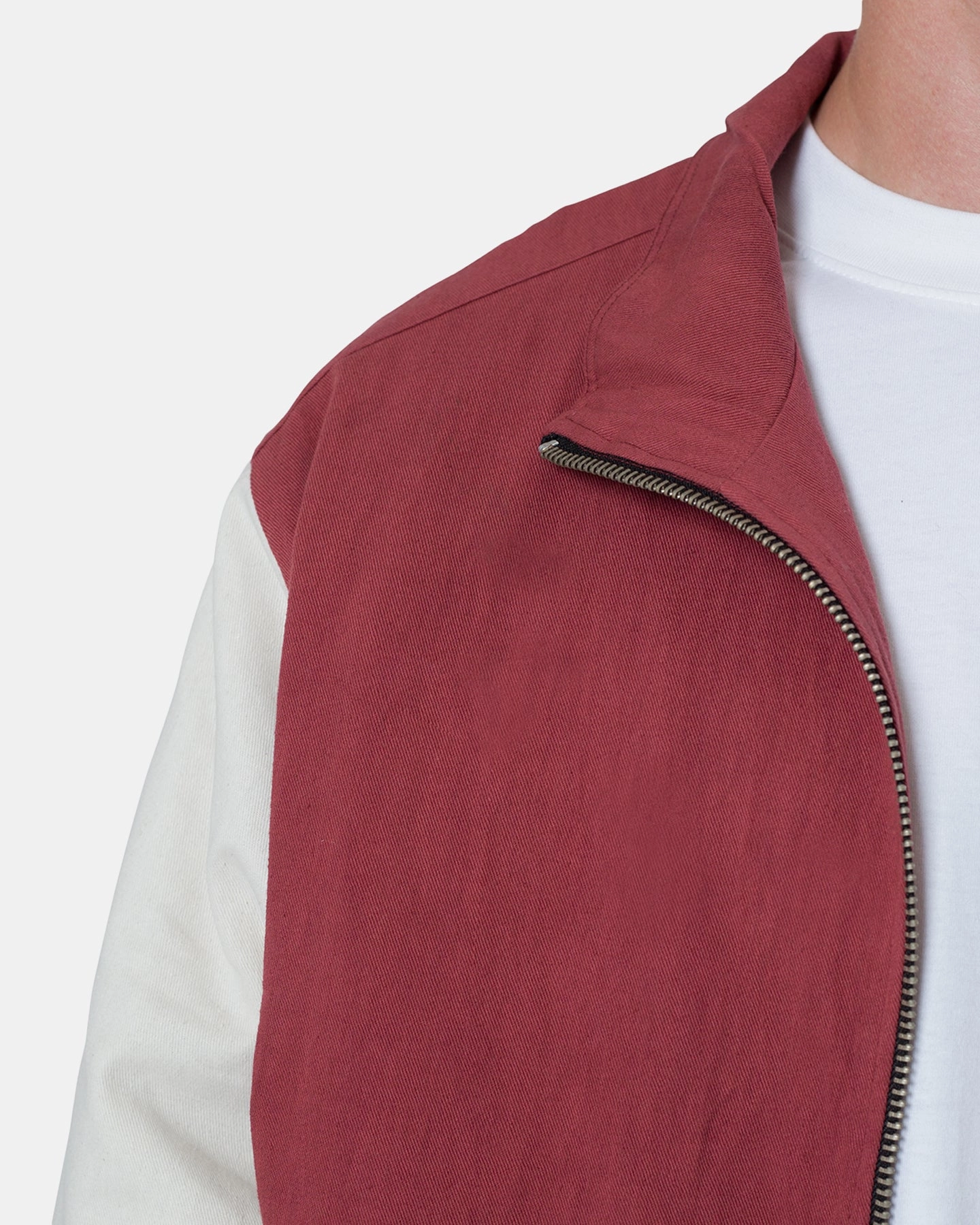 Preppy Stretchable Panels MNML Twill Racing Jacket Rust