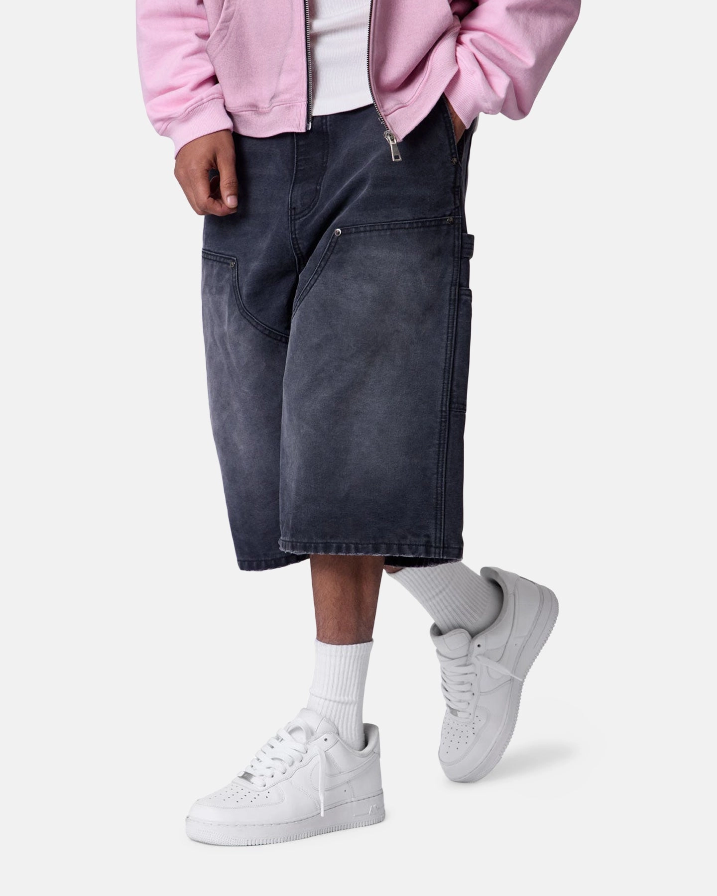 Trendy Look Odor Resistant Coating MNML Ultra Baggy Carpenter Shorts Washed Black