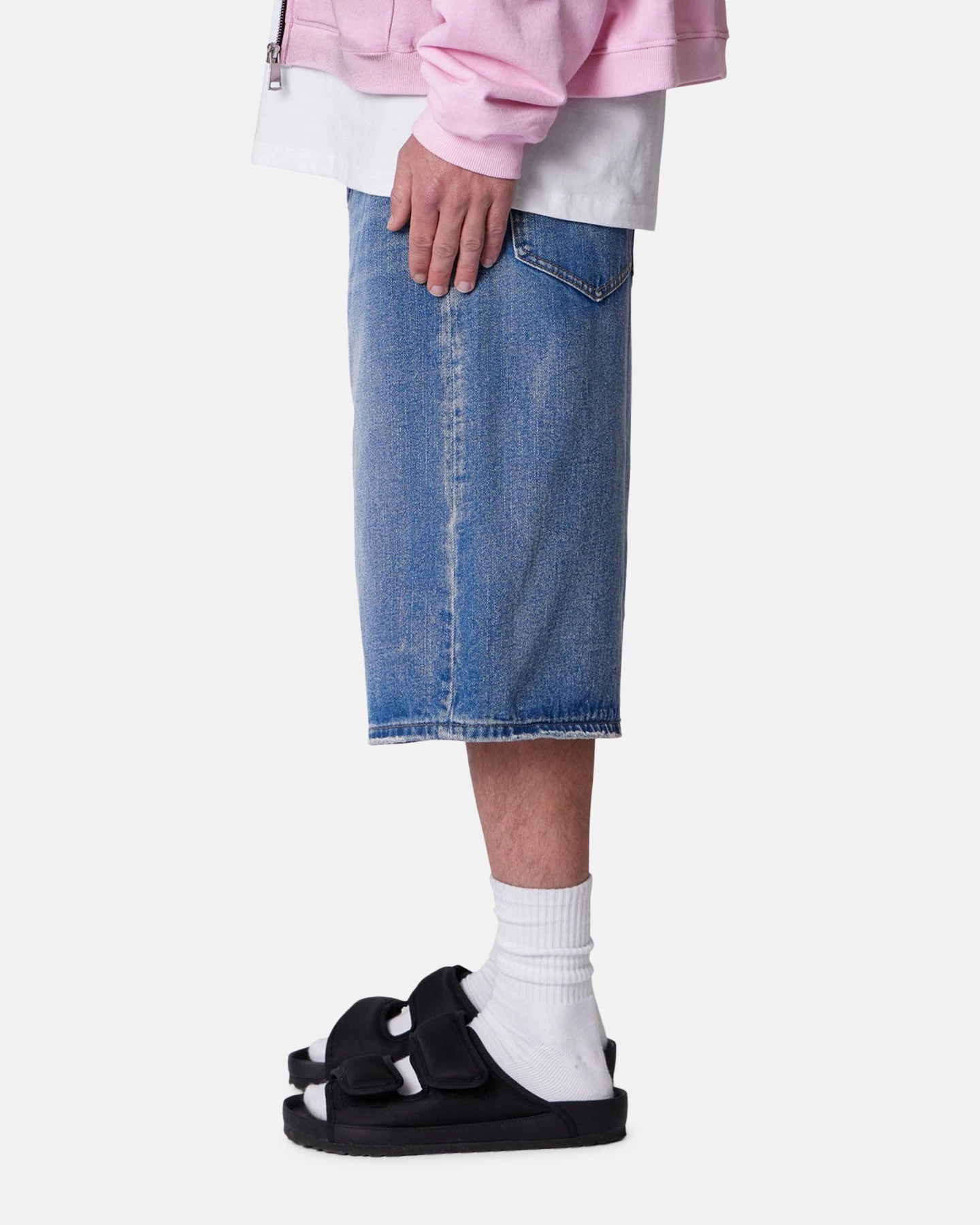 Stretch Fit Design Quick Evaporation Fabric MNML Ultra Baggy Denim Shorts Raw Blue