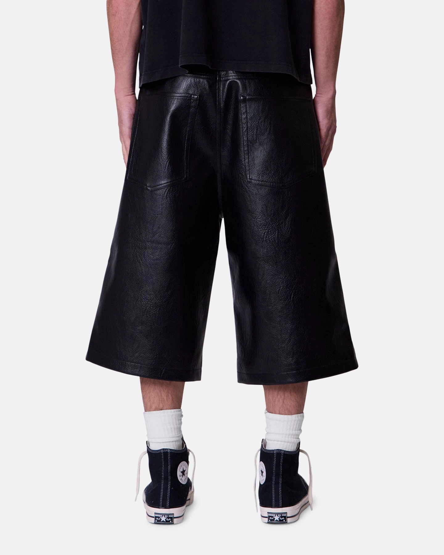 MNML Ultra Baggy Leather Shorts Black education industry Day Trip Wear