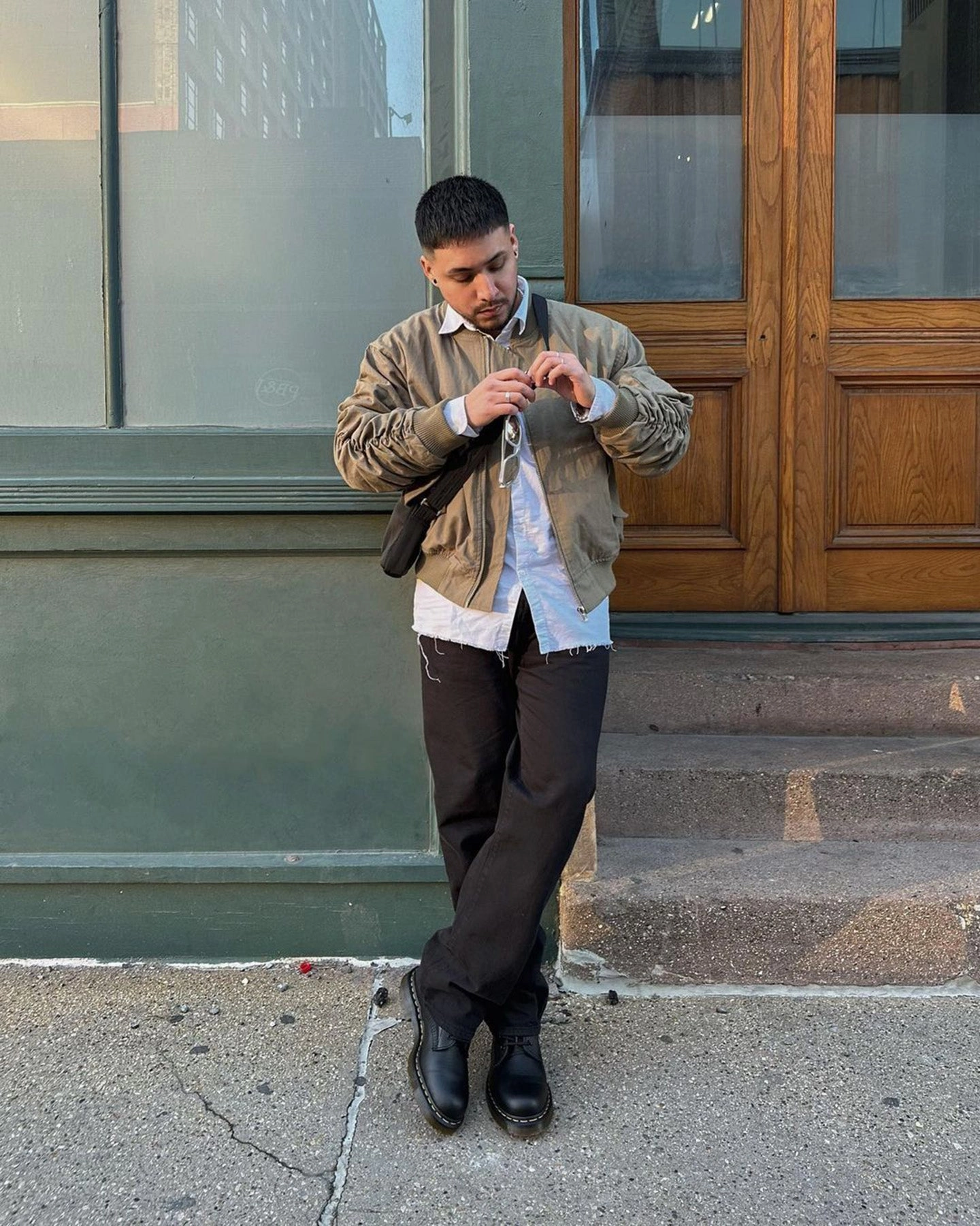 Unique MNML Upscale Bomber Jacket Olive
