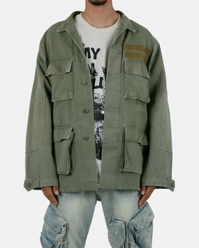 MNML Vintage Army Jacket Olive Travel Ease Reflective Detailing
