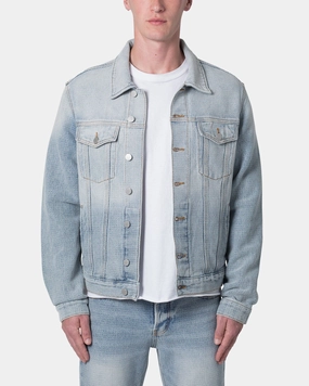 MNML Western Crosshatch Trucker Denim Jacket Blue Diploma High-Tech Fabric