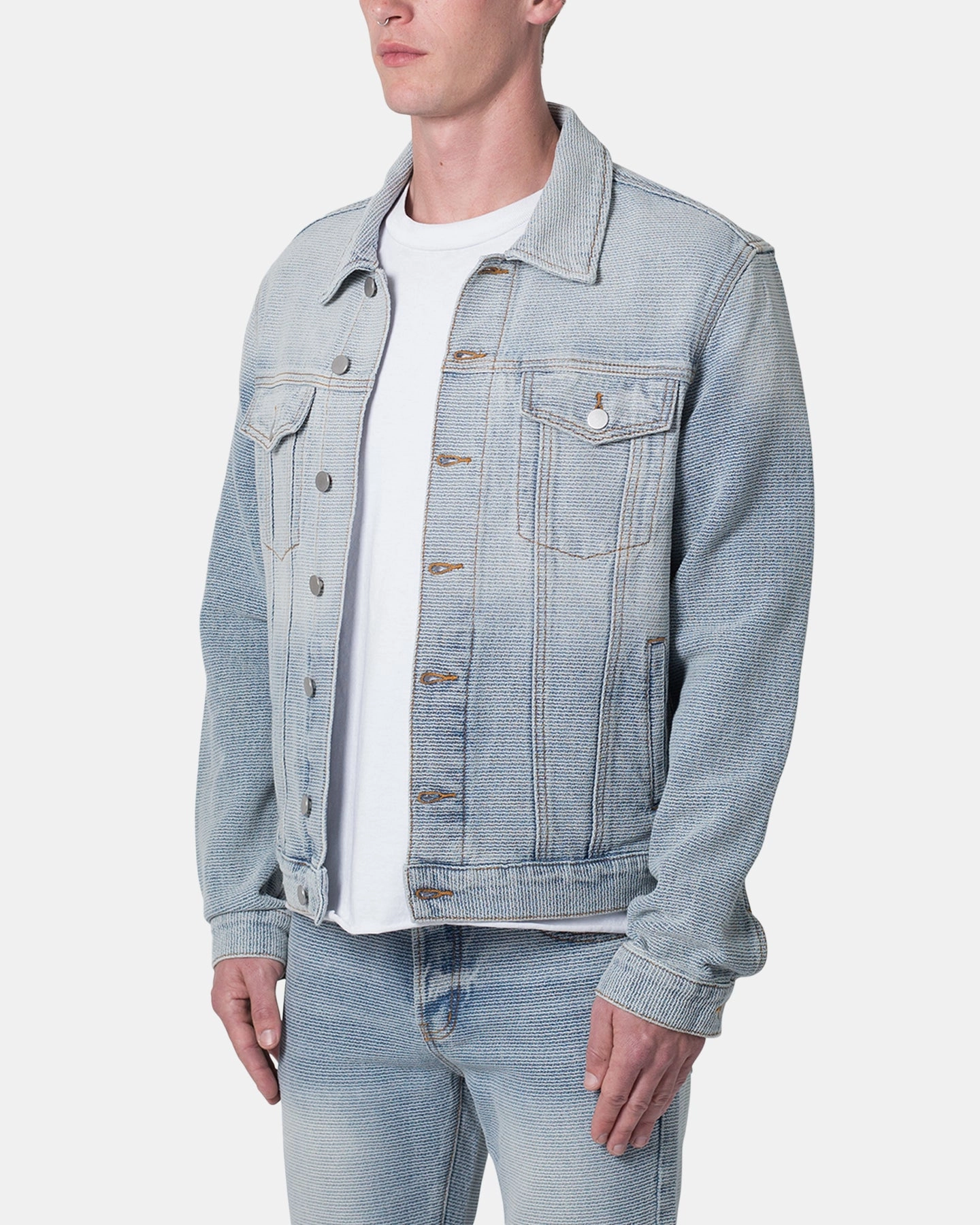 Soft inner layer Casual Outdoor Layer MNML Western Crosshatch Trucker Denim Jacket Blue