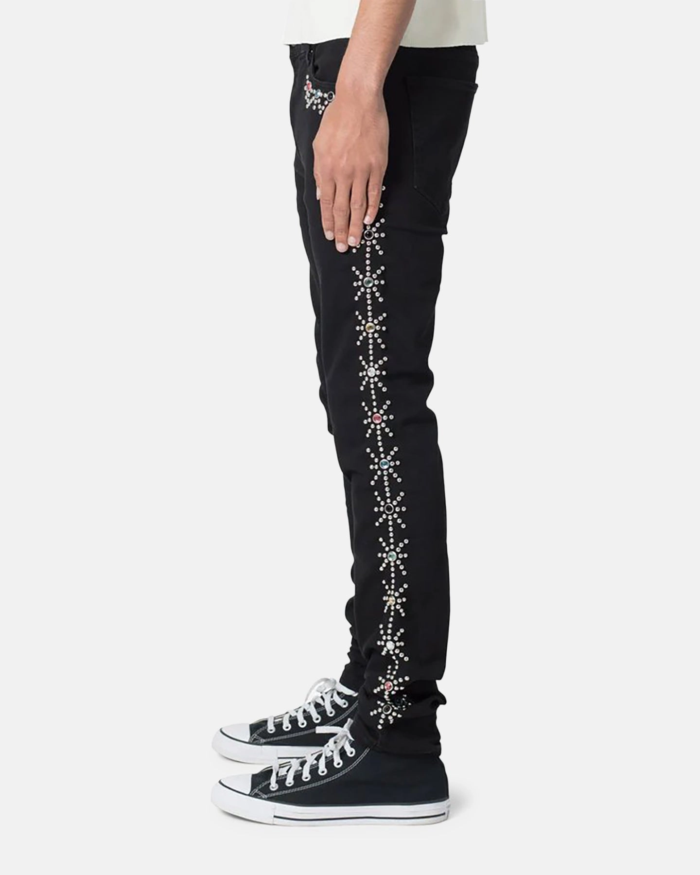 MNML X620 Studded Skinny Denim Jean Black Layered Look Minimal Edge