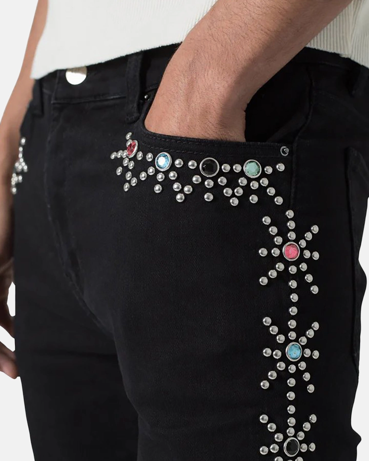 MNML X620 Studded Skinny Denim Jean Black Anytime Wear